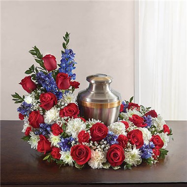 Cremation Wreath-Red, White & Blue